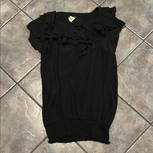 Black Ruffled Women's Top